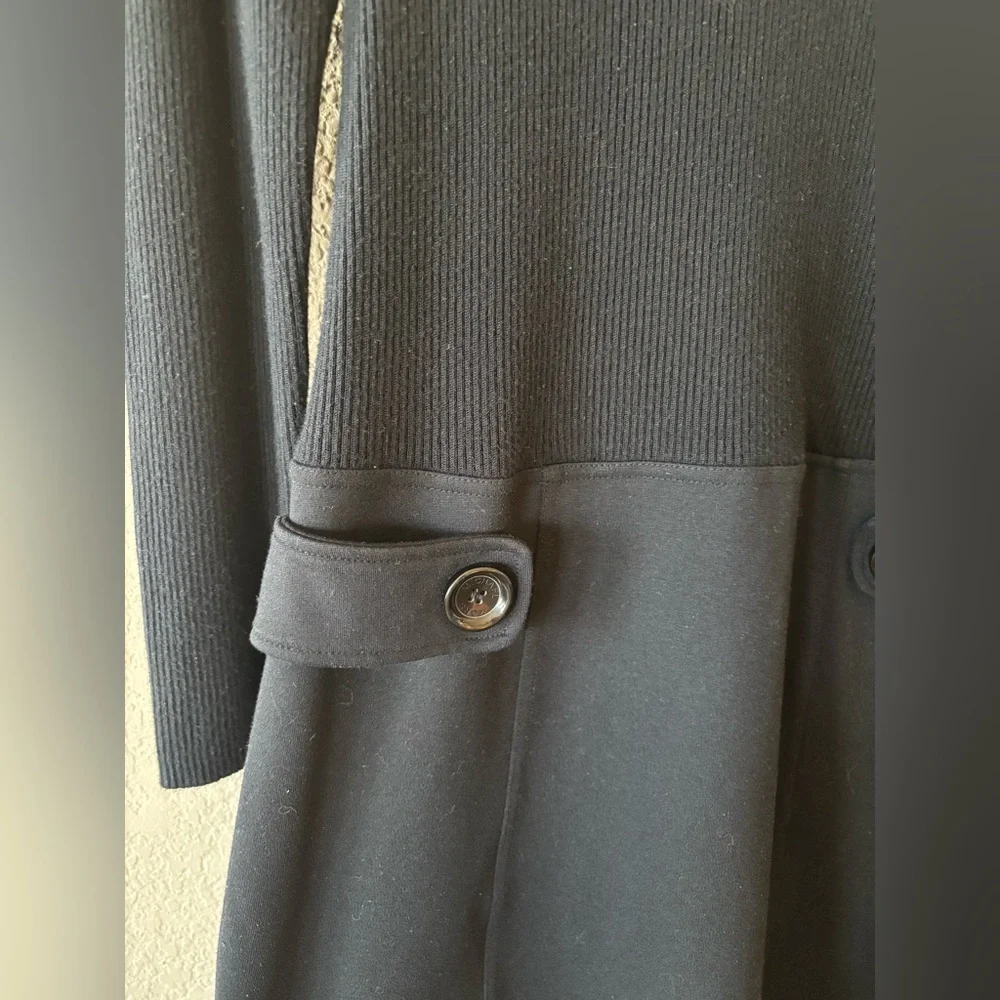 Michael Kors Black Ribbed Knit Long Sleeve Dress M‎